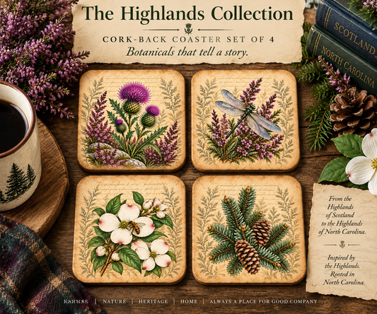 The Highlands Collection — Cork-Back Coaster Set of 4
