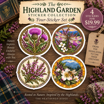 The Highland Garden Sticker Collection — Four-Sticker Set