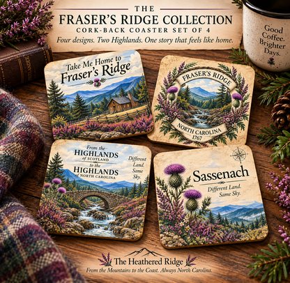 The Fraser’s Ridge Collection — Cork-Back Coaster Set of 4